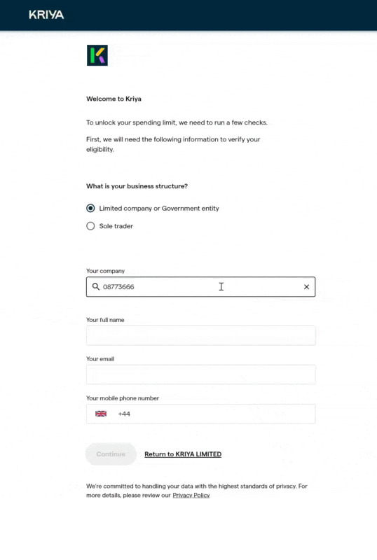 Company Check Journey without Additional Checks Walkthrough