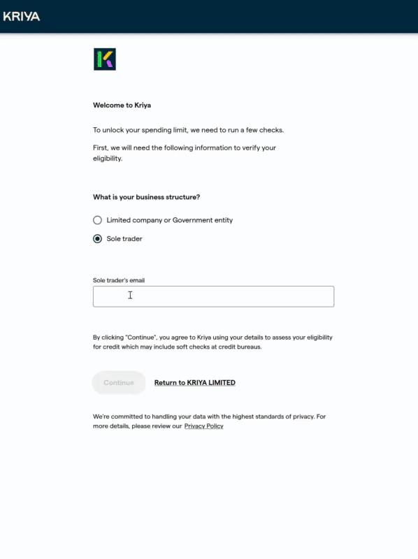 Sole Trader onboarding